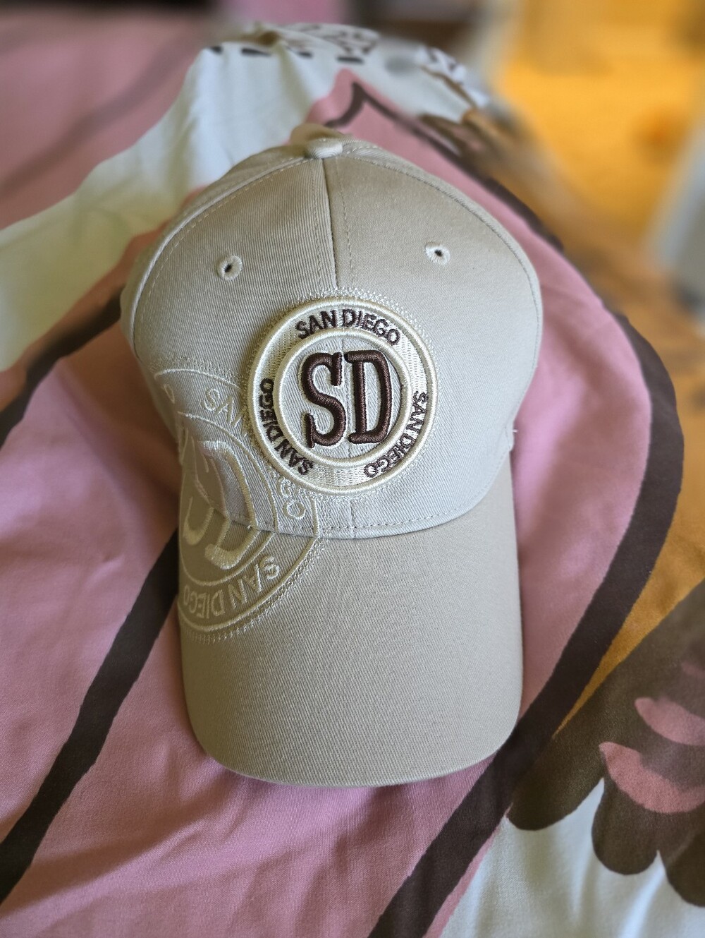 Robin Ruth San Diego Hat NWT Tan Beige Embroidered Adjustable Baseball Cap
